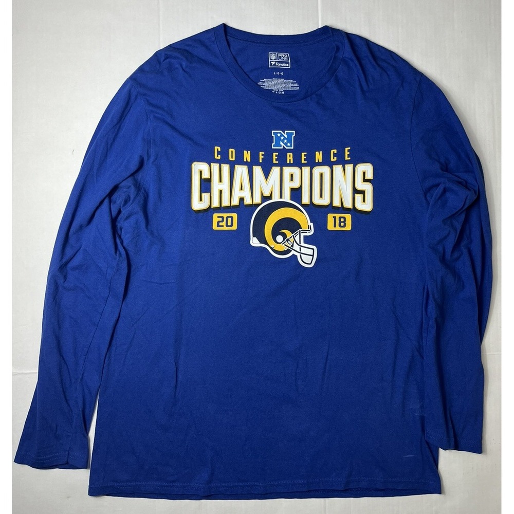 LOS‎ ANGELES RAMS blue t shirt Super Bowl LVI CHAMPIONS men's L NFL Football